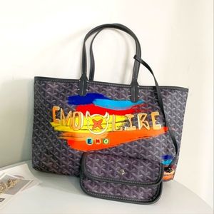 EMO Gray Graffiti Print Tote Bag, Weekender, Shoulder Bag ,Travel Bag